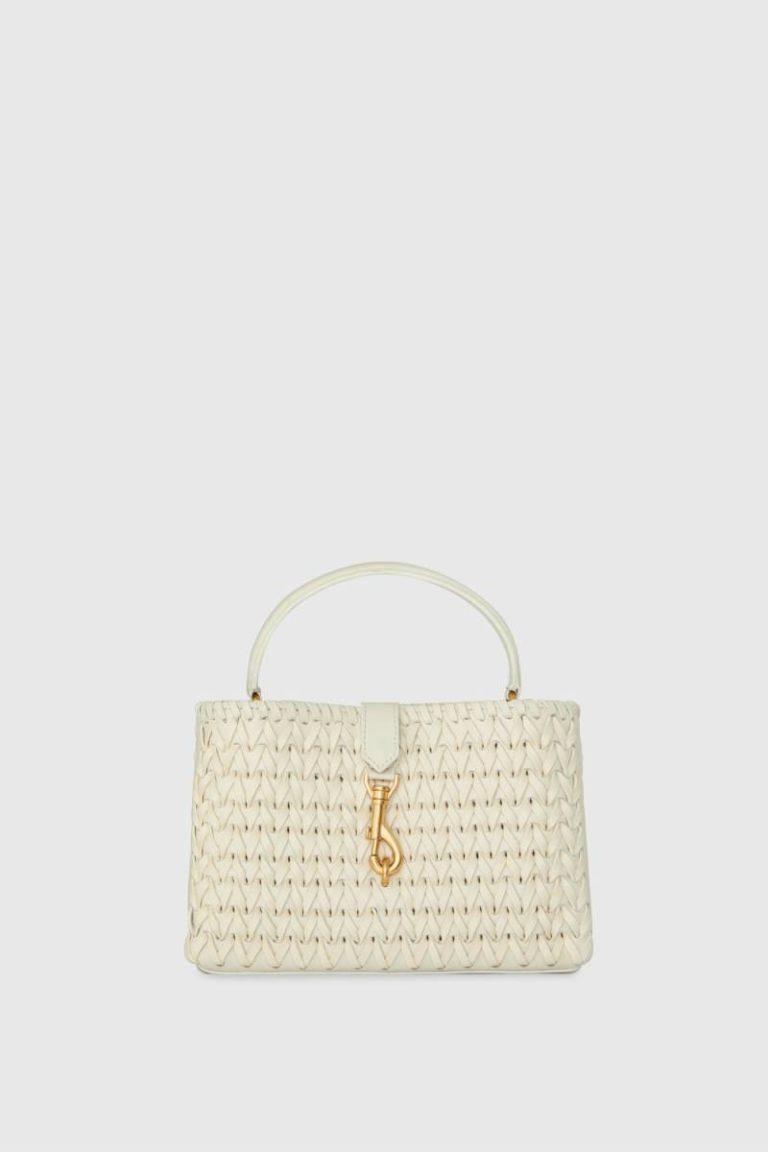 Rebecca Minkoff Women Top Handle Bag Porcelain Megan Woven Top Handle