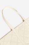 Sand / Chalk Vanessa Bruno Quilted Matte Leather M Zipped Cabas Tote Shoulder Carry, Zip Closure Women Quilted Tote Bags - Image 5
