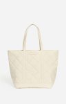 Sand / Chalk Vanessa Bruno Quilted Matte Leather M Zipped Cabas Tote Shoulder Carry, Zip Closure Women Quilted Tote Bags