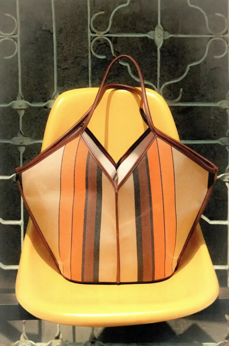 Shoulder Bags Calella Striped - Leather-Trimmed Tote Bag Women Hereu Orange