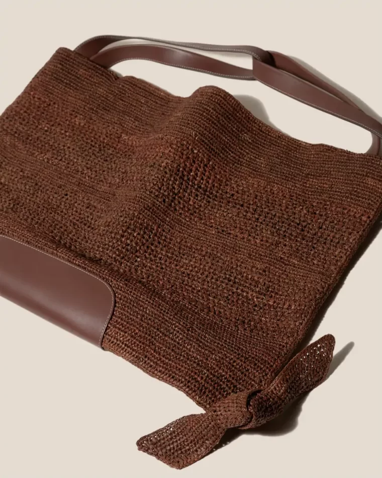 Shoulder Bags Hereu Cador - Slouchy Raffia Macrame Shoulder Bag Women Tan - Image 4