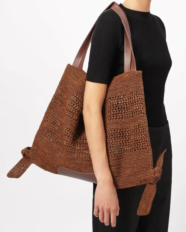 Shoulder Bags Hereu Cador - Slouchy Raffia Macrame Shoulder Bag Women Tan - Image 5