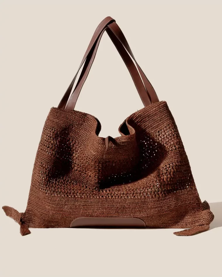 Shoulder Bags Hereu Cador - Slouchy Raffia Macrame Shoulder Bag Women Tan