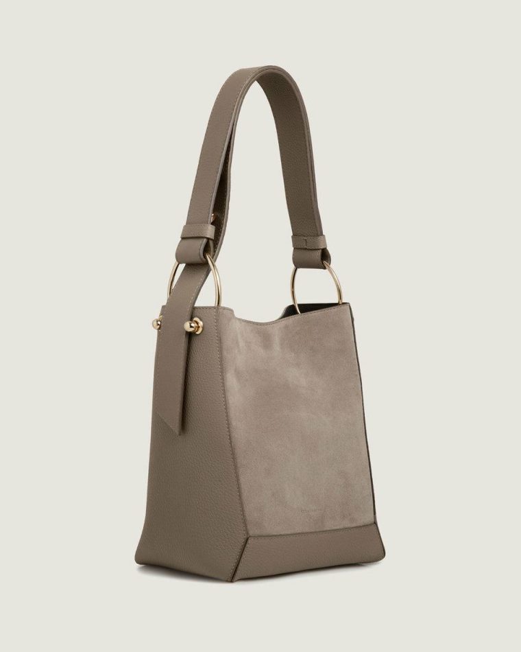 Shoulder Bags Lana Midi Bucket Bag Taupe Suede Strathberry Women - Image 2