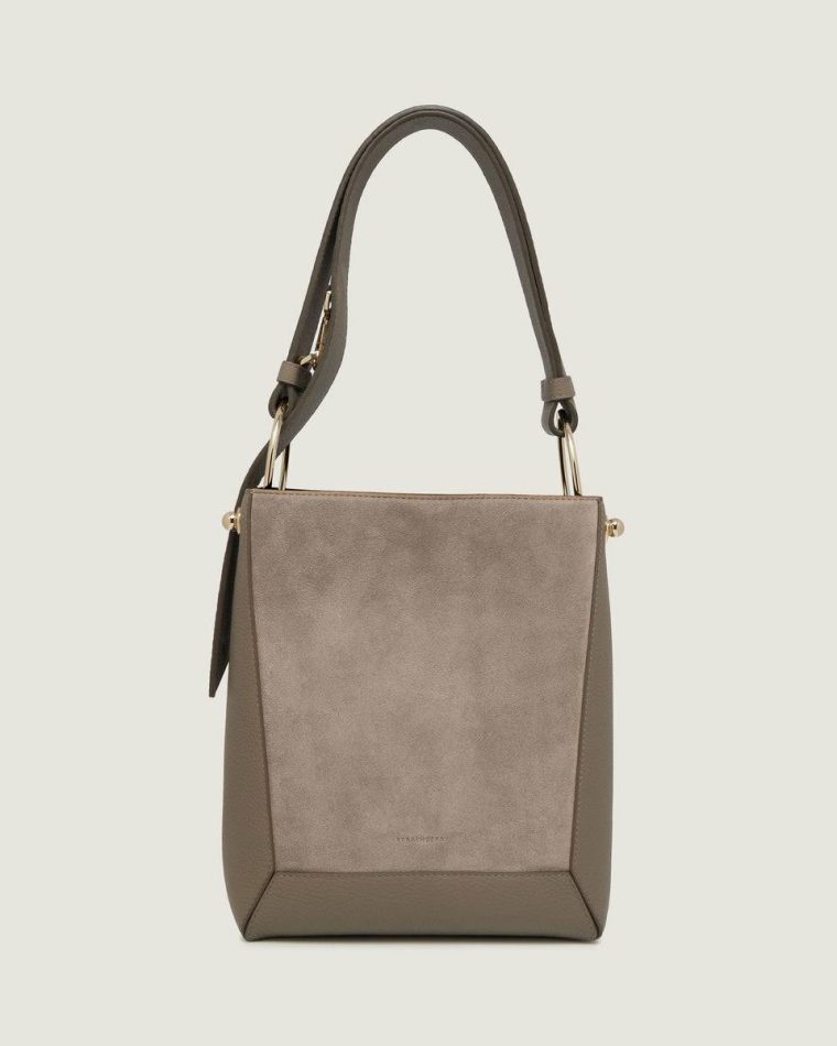 Shoulder Bags Lana Midi Bucket Bag Taupe Suede Strathberry Women - Image 3