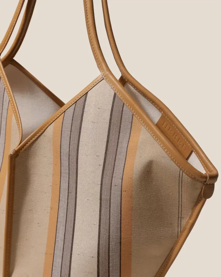 Shoulder Bags Light Tan Hereu Women Calella Striped - Leather-Trimmed Tote Bag - Image 2