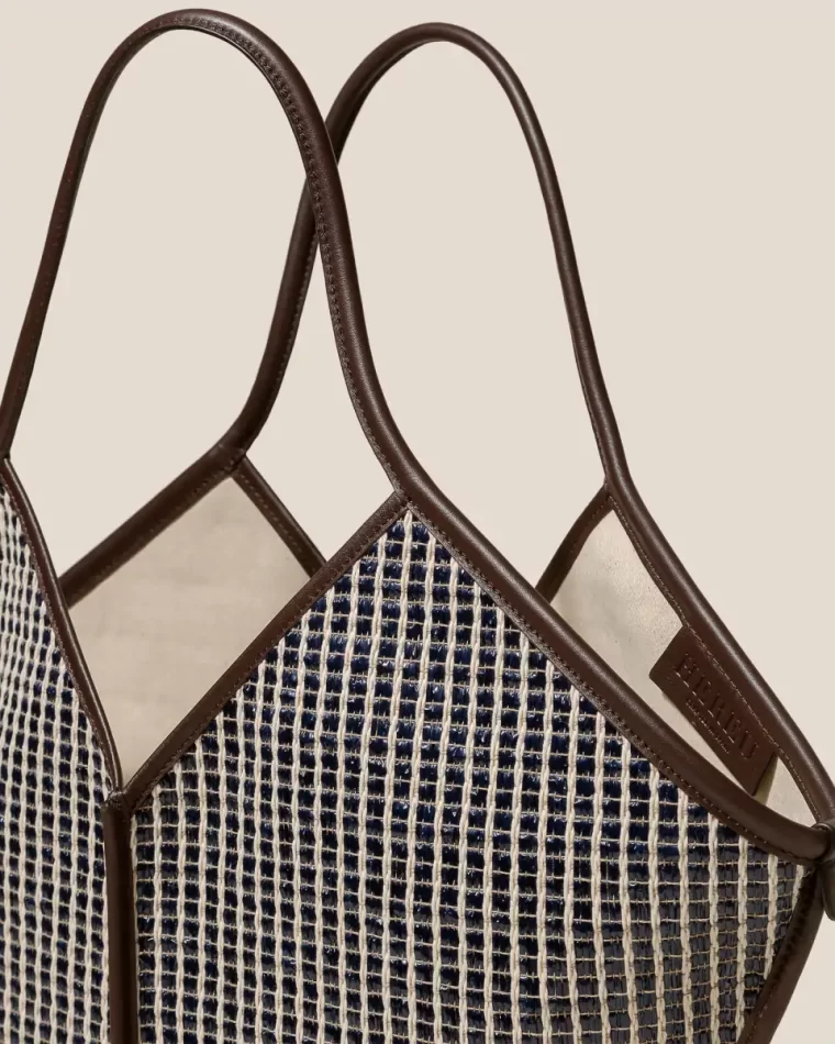 Shoulder Bags Navy Hereu Calella Striped Raffia - Leather-Trimmed Tote Bag Women - Image 2