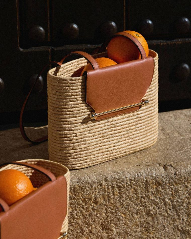 Shoulder Bags The Strathberry Basket (Small) Raffia/Leather Tan Women