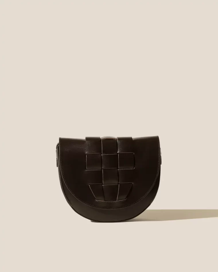 Sinia - Satchel Interwoven Front Detail Bag Hereu Dark Brown Women Crossbody Bags