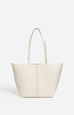 Small Leather Daily Tote 100% Cowhide Leather Shoulder Bags Women Vanessa Bruno Ivory