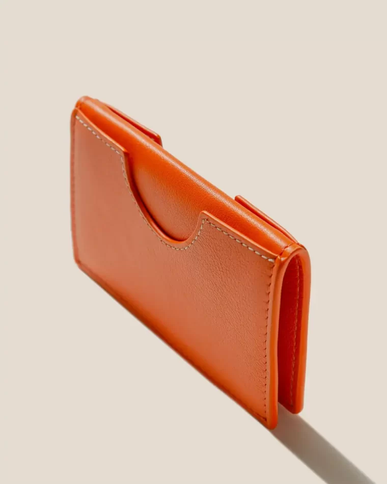 Small Leather Goods Hereu Orange Men Rodona - Foldable Leather Card Holder - Image 4