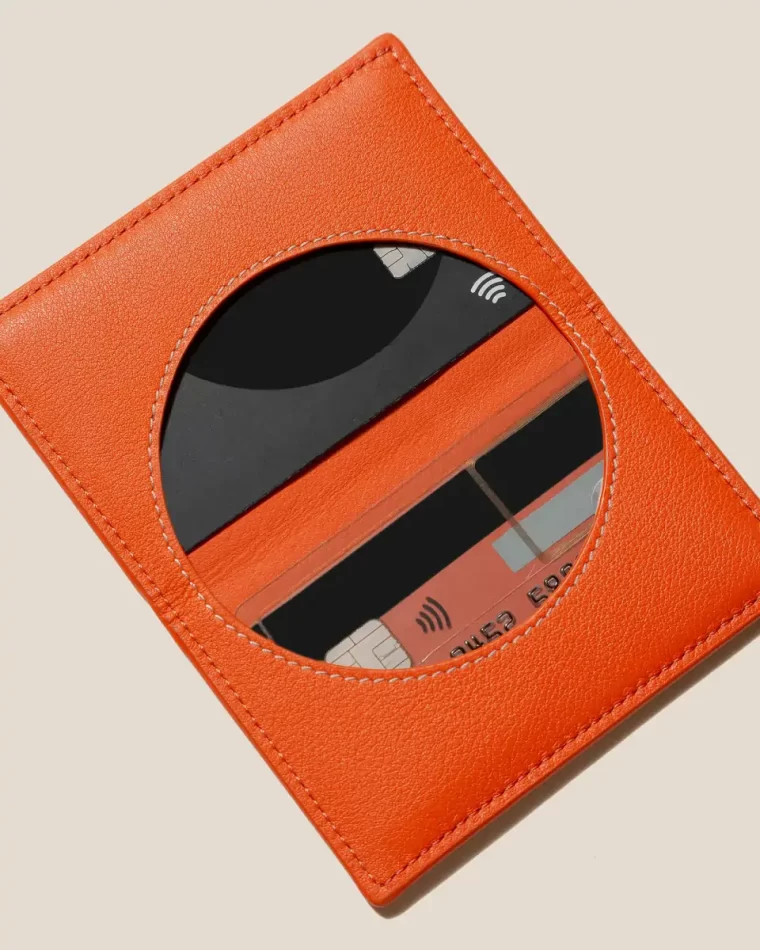 Small Leather Goods Hereu Orange Men Rodona - Foldable Leather Card Holder - Image 5