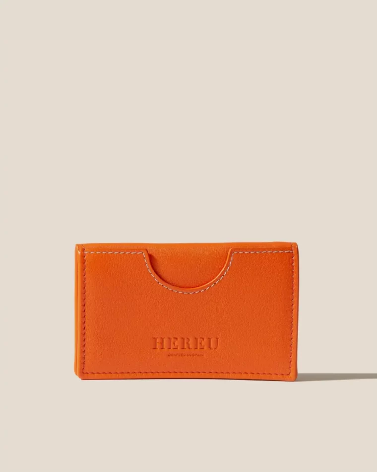 Small Leather Goods Hereu Orange Men Rodona - Foldable Leather Card Holder