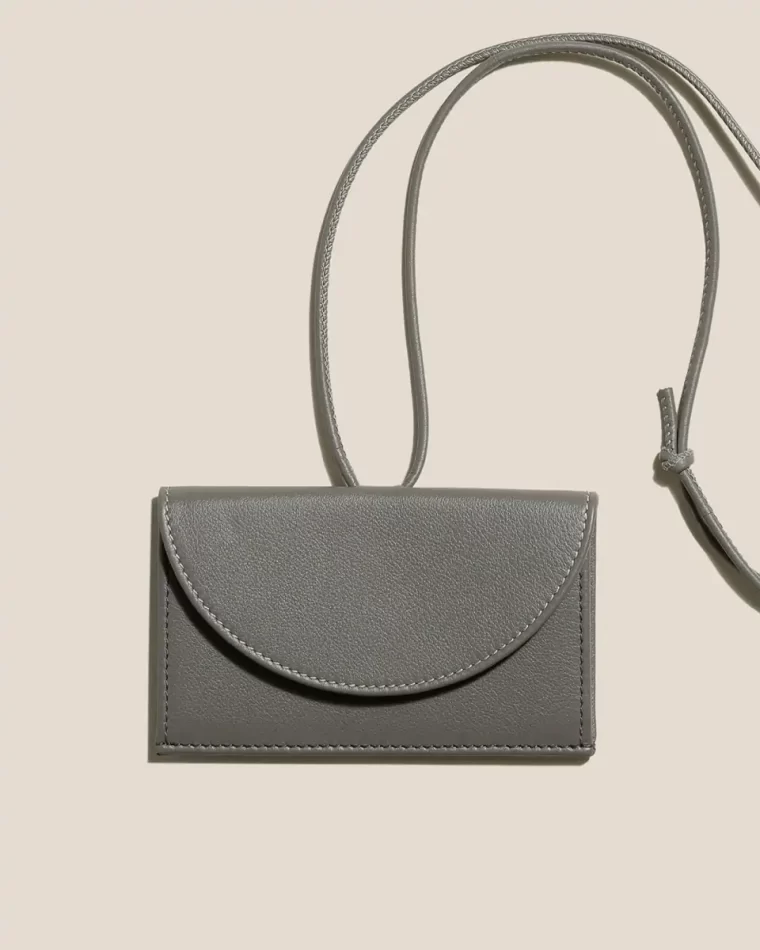 Small Leather Goods Men Penjat - Leather Wallet With Strap Grey Hereu