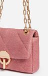 Small Linen Moon Bag 100% Linen Women Vanessa Bruno Quilted Bags Garnet - Image 4