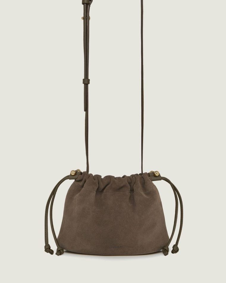 Small & Mini Bags Khaki Suede Women Charlotte Drawstring Strathberry - Image 3
