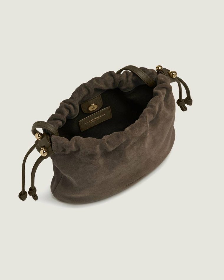 Small & Mini Bags Khaki Suede Women Charlotte Drawstring Strathberry - Image 4