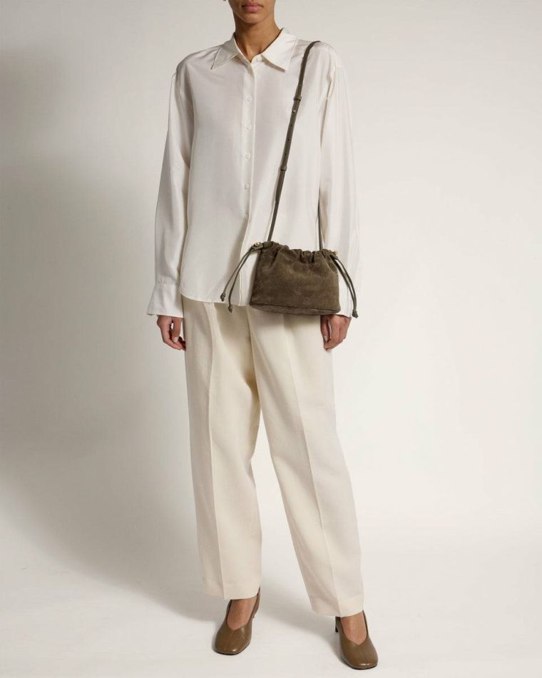 Small & Mini Bags Khaki Suede Women Charlotte Drawstring Strathberry