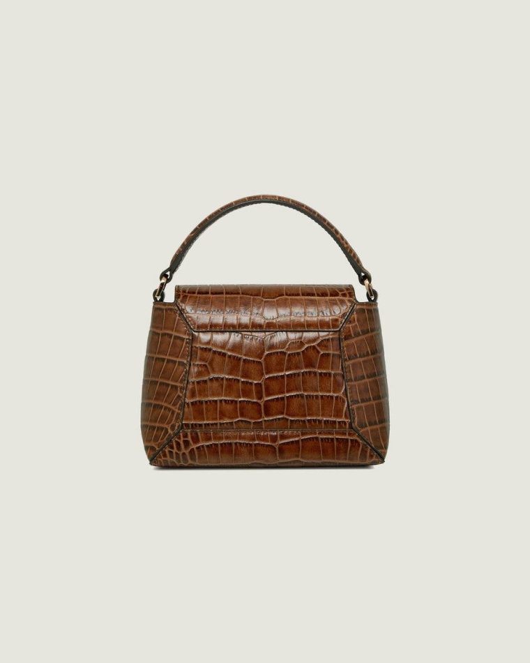 Soft Croc-Embossed Leather Walnut Embossed Edit Bags Women Mosaic Nano Strathberry - Image 4