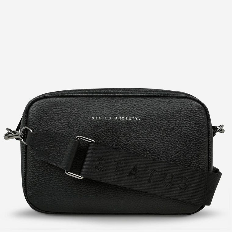 Status Anxiety Black Women Plunder Bag With Webbed Strap - Black Crossbody - Image 2
