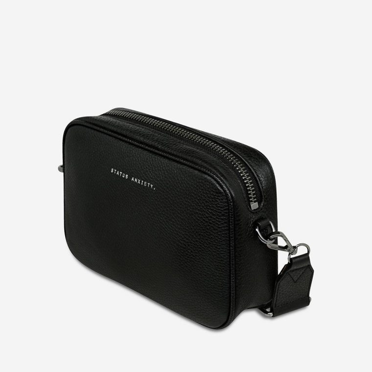 Status Anxiety Black Women Plunder Bag With Webbed Strap - Black Crossbody - Image 4
