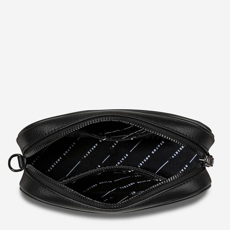 Status Anxiety Black Women Plunder Bag With Webbed Strap - Black Crossbody - Image 5