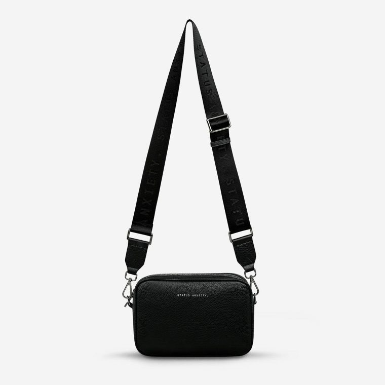Status Anxiety Black Women Plunder Bag With Webbed Strap - Black Crossbody