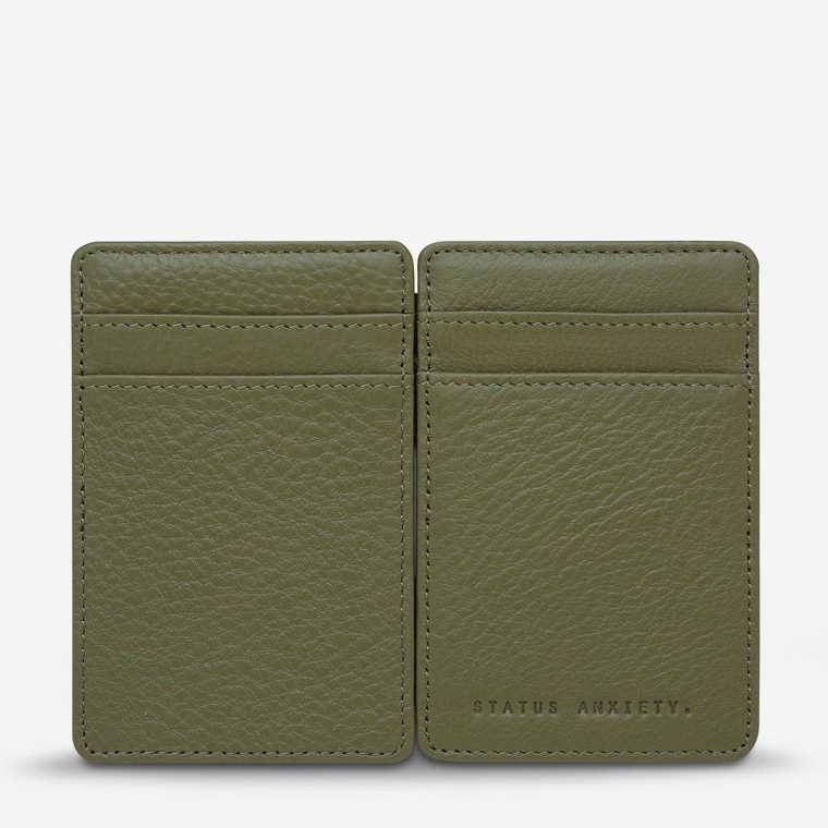 Status Anxiety Khaki Flip Wallet - Khaki Men Card Holders - Image 3