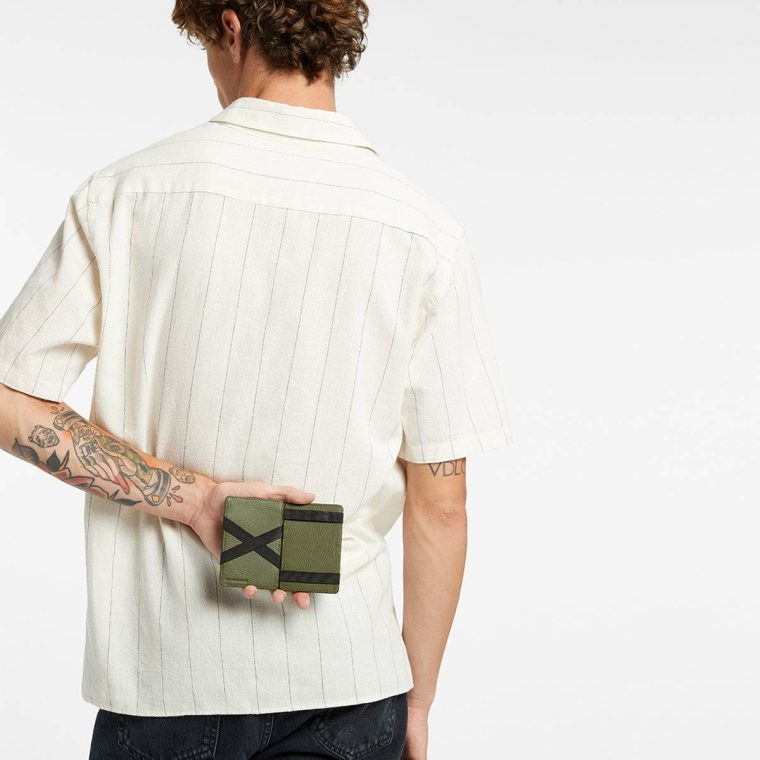 Status Anxiety Khaki Flip Wallet - Khaki Men Card Holders - Image 5