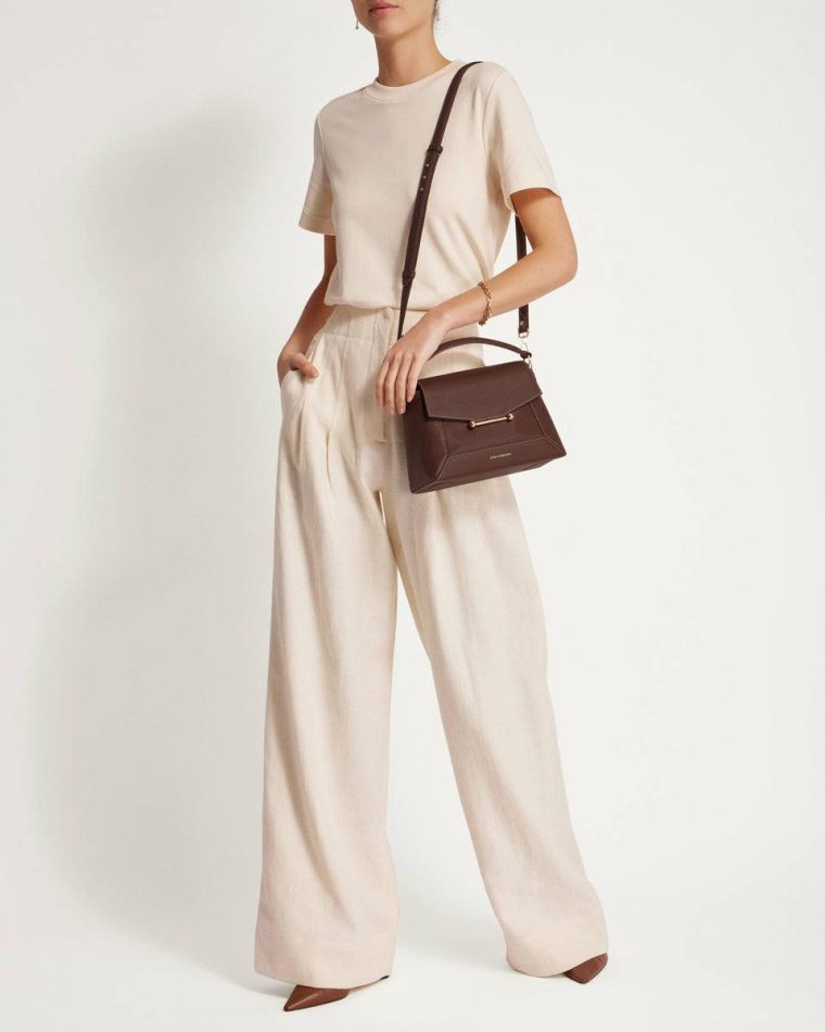 Strathberry Chocolate With Vanilla Stitch Women Mosaic Bag Crossbody Bags