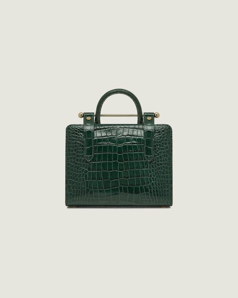 Strathberry Embossed Edit Bags Women Mini Tote Croc-Embossed Bottle Green - Image 4