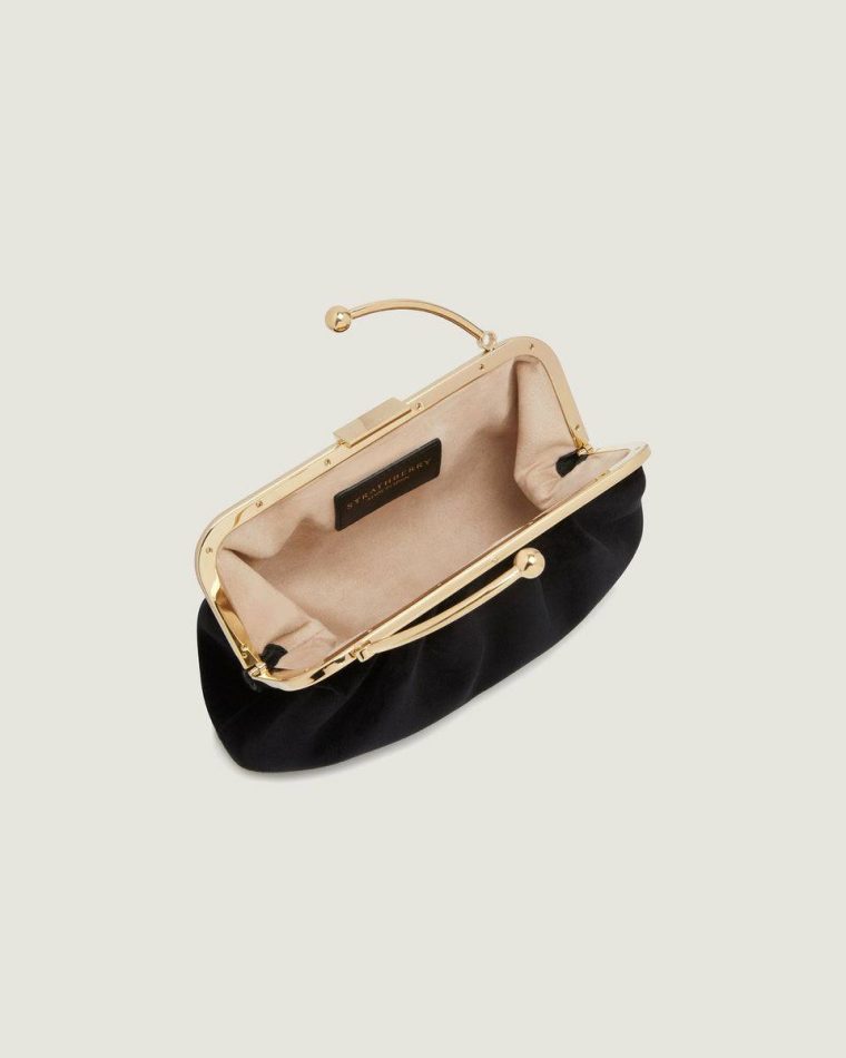 Strathberry Evening Bags Women Black Velvet Frame Clutch - Image 4