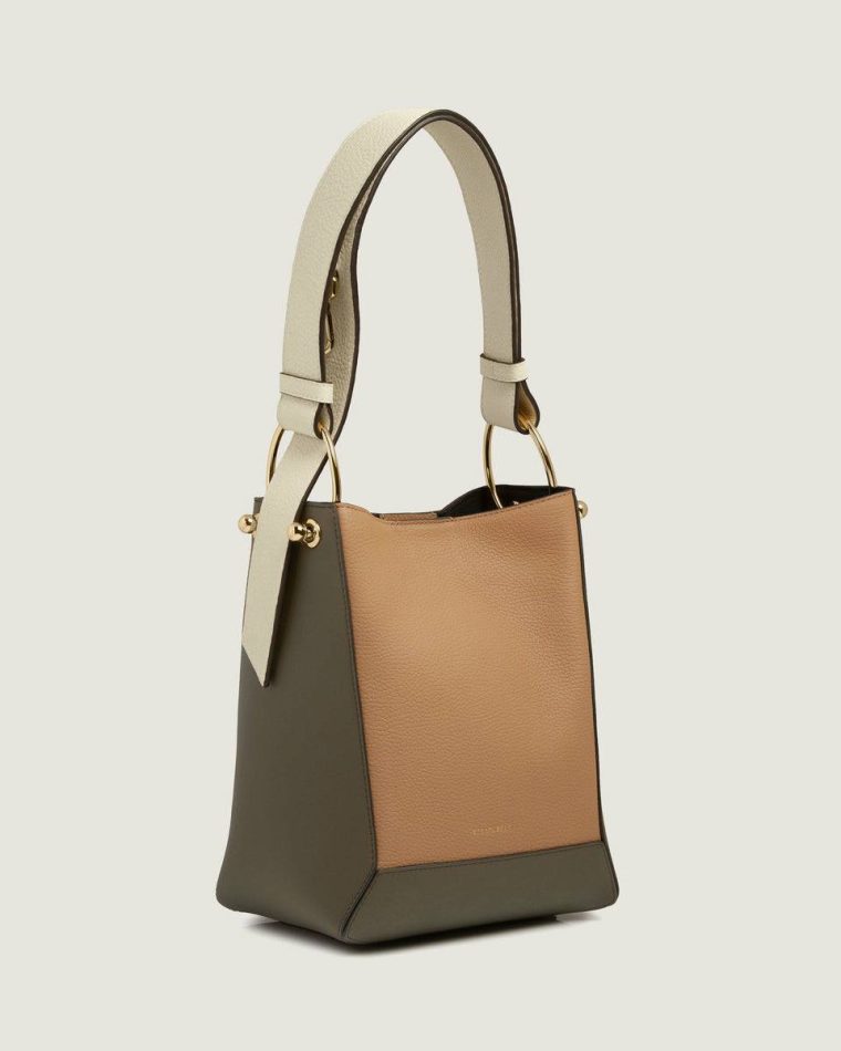 Strathberry Lana Midi Bucket Bag Khaki/Caramel/Diamond Shoulder Bags Women - Image 2