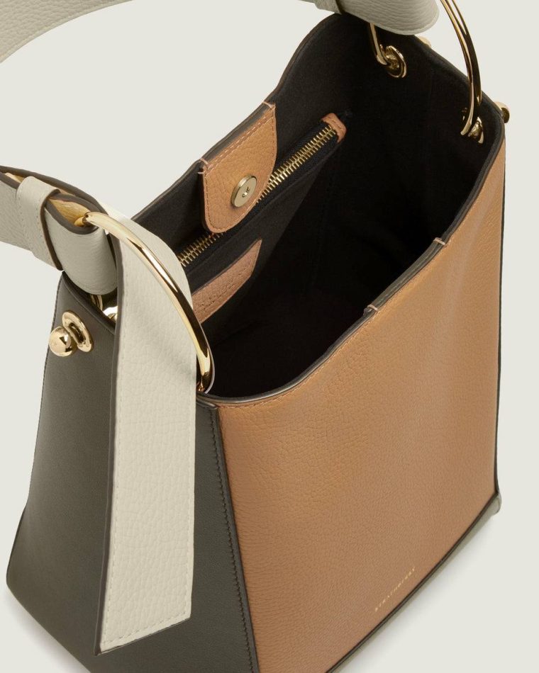 Strathberry Lana Midi Bucket Bag Khaki/Caramel/Diamond Shoulder Bags Women - Image 5