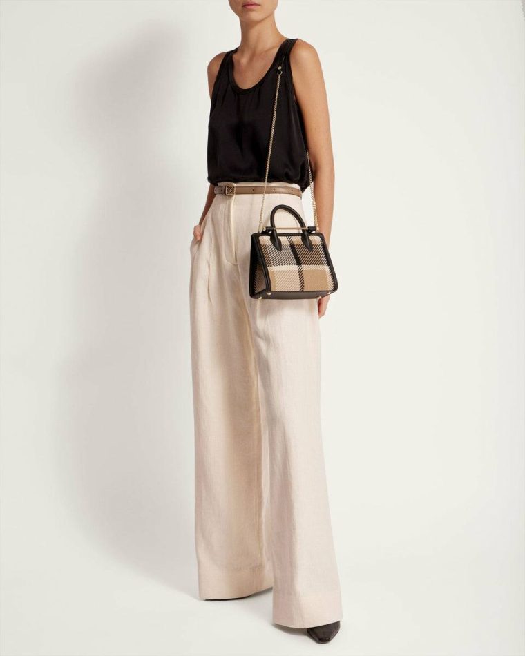 Strathberry Mini Tote Women Black/Camel Tartan Totes & Top Handle Bags