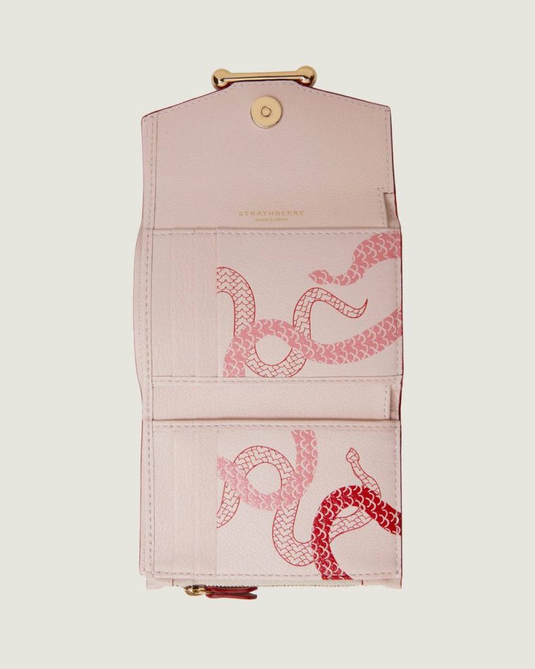 Strathberry Mosaic Trifold Wallet Wallets Women Lny Snake Caledonian Pink