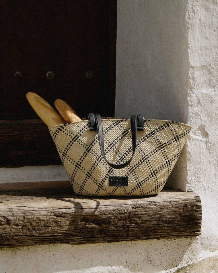 Strathberry Natural Iraca Palm/Black Women Medium Palm Basket Shoulder Bags - Image 4