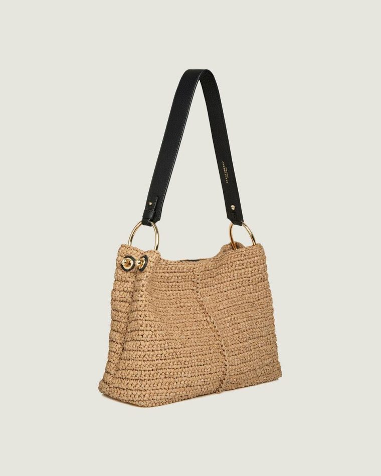 Strathberry Shoulder Bags Women Lana Hobo Raffia/Black