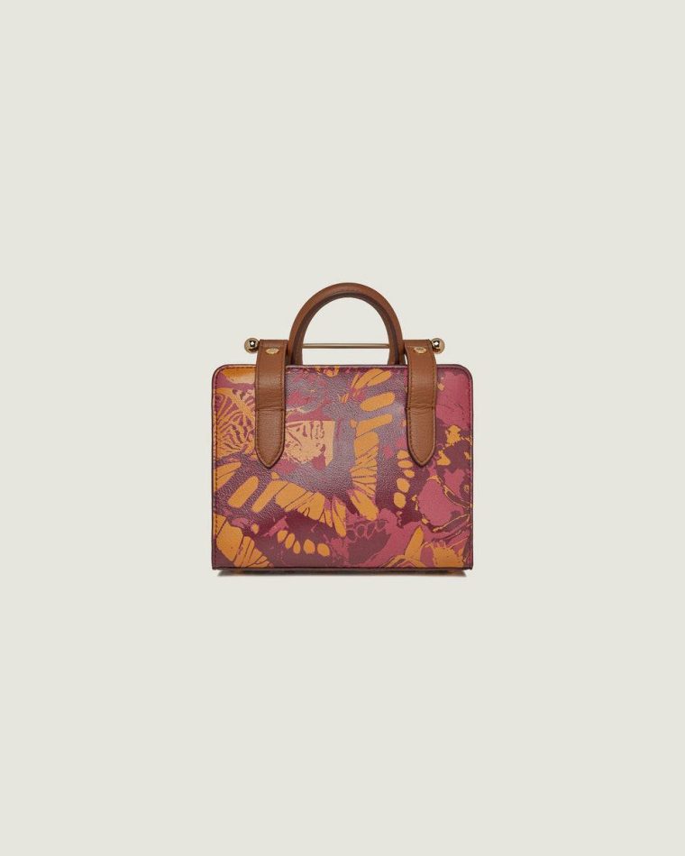 Strathberry Totes & Top Handle Bags Women Nano Tote Raspberry/Chestnut Butterfly Print - Image 4