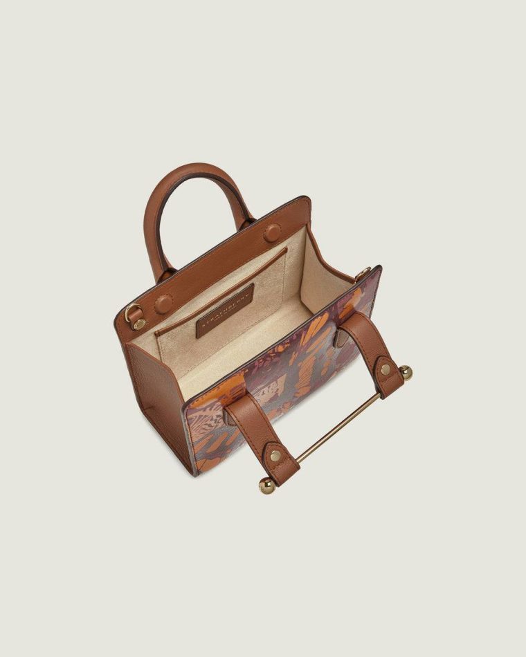 Strathberry Totes & Top Handle Bags Women Nano Tote Raspberry/Chestnut Butterfly Print - Image 5