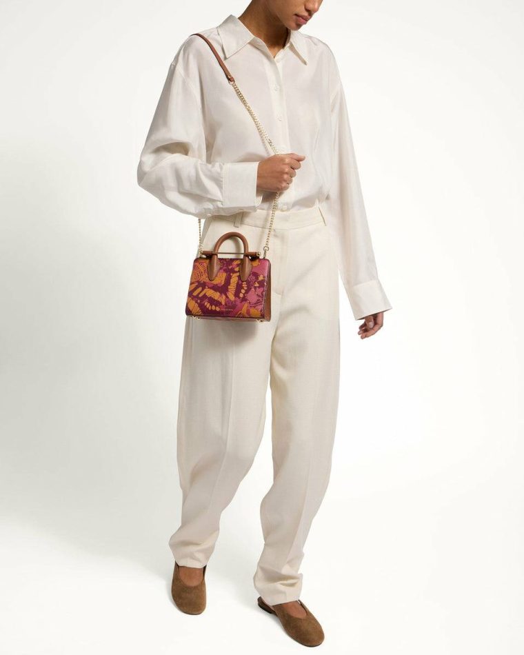 Strathberry Totes & Top Handle Bags Women Nano Tote Raspberry/Chestnut Butterfly Print