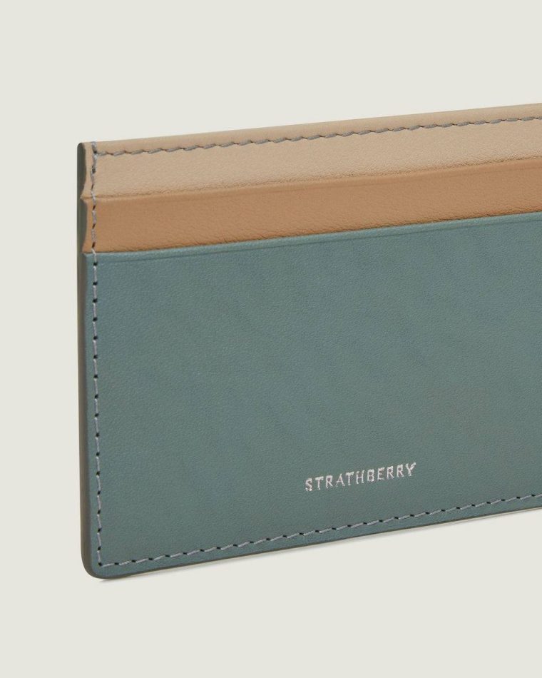 Strathberry Women Cardholder Stone Blue/Mushroom/Oat Tri Colour Wallets