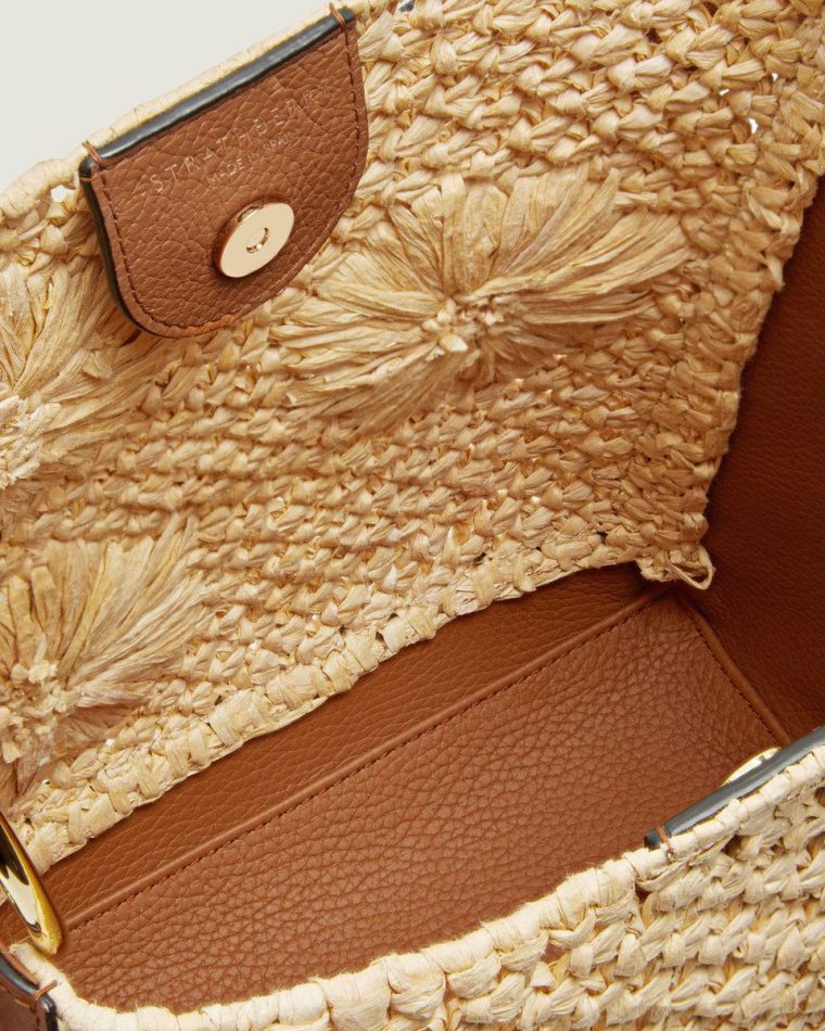 Strathberry Women Shoulder Bags Lana Midi Bucket Bag Floral Paper Raffia/Tan - Image 5