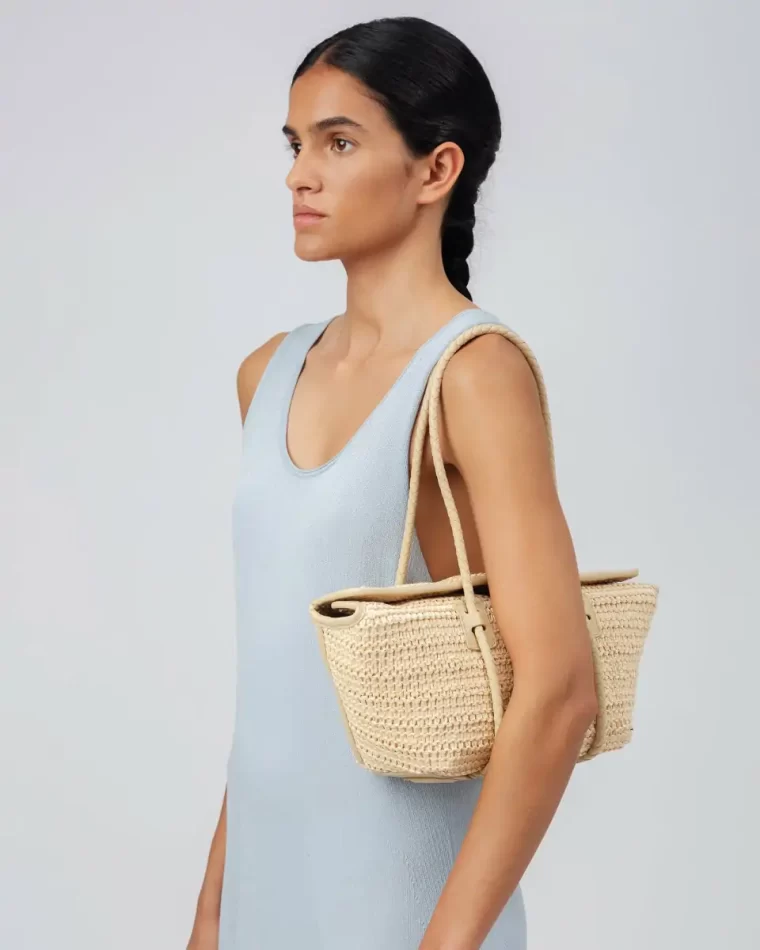 Tan Shoulder Bags Forna Raffia - Leather Framed Shoulder Bag Hereu Women - Image 5