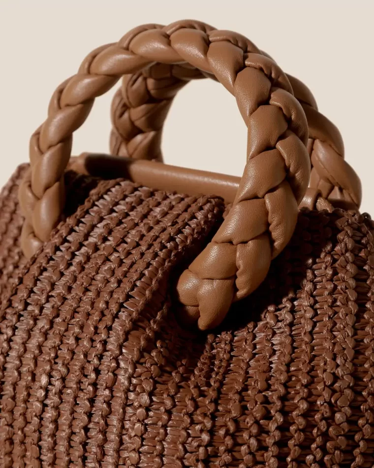 Tan Women Bombon M Raffia - Plaited-Handle Raffia Crossbody Bag Crossbody Bags Hereu - Image 2