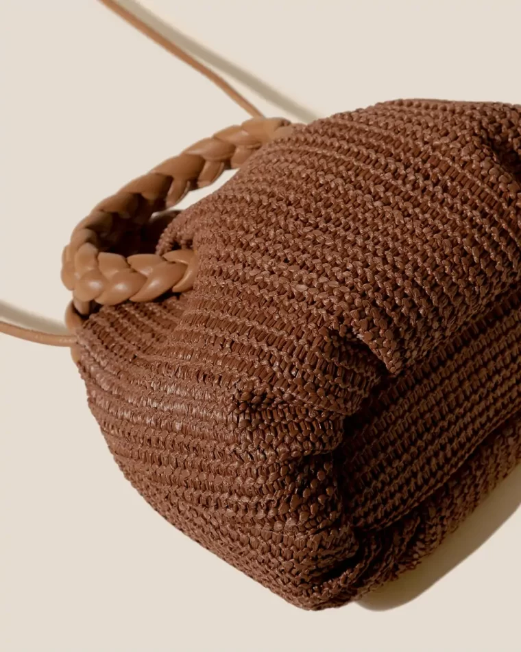 Tan Women Bombon M Raffia - Plaited-Handle Raffia Crossbody Bag Crossbody Bags Hereu - Image 4