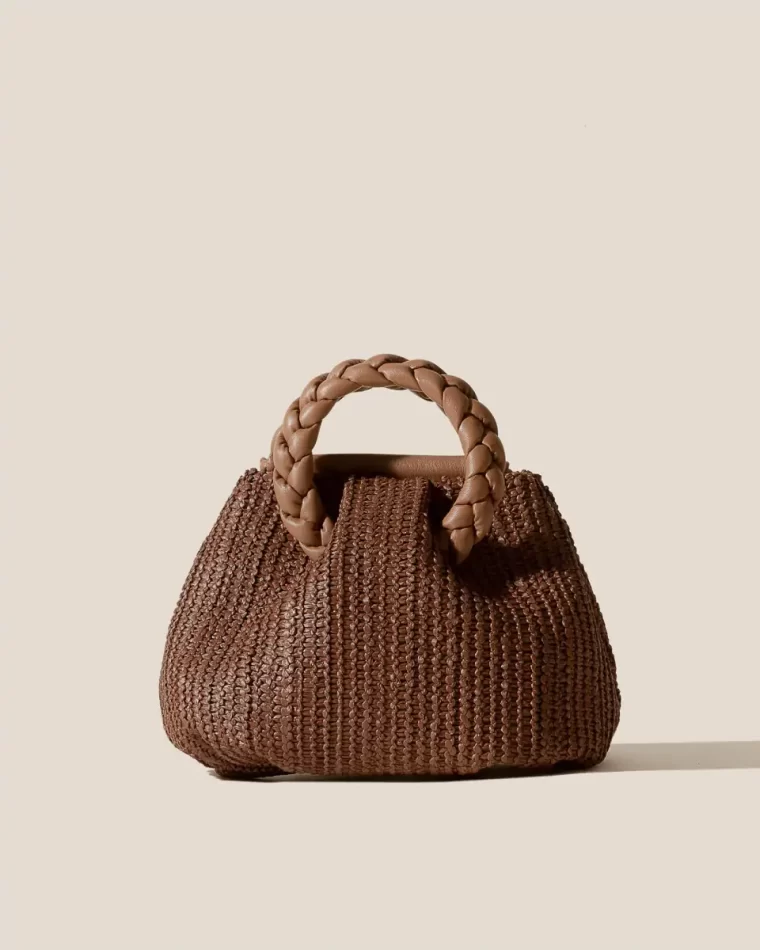 Tan Women Bombon M Raffia - Plaited-Handle Raffia Crossbody Bag Crossbody Bags Hereu