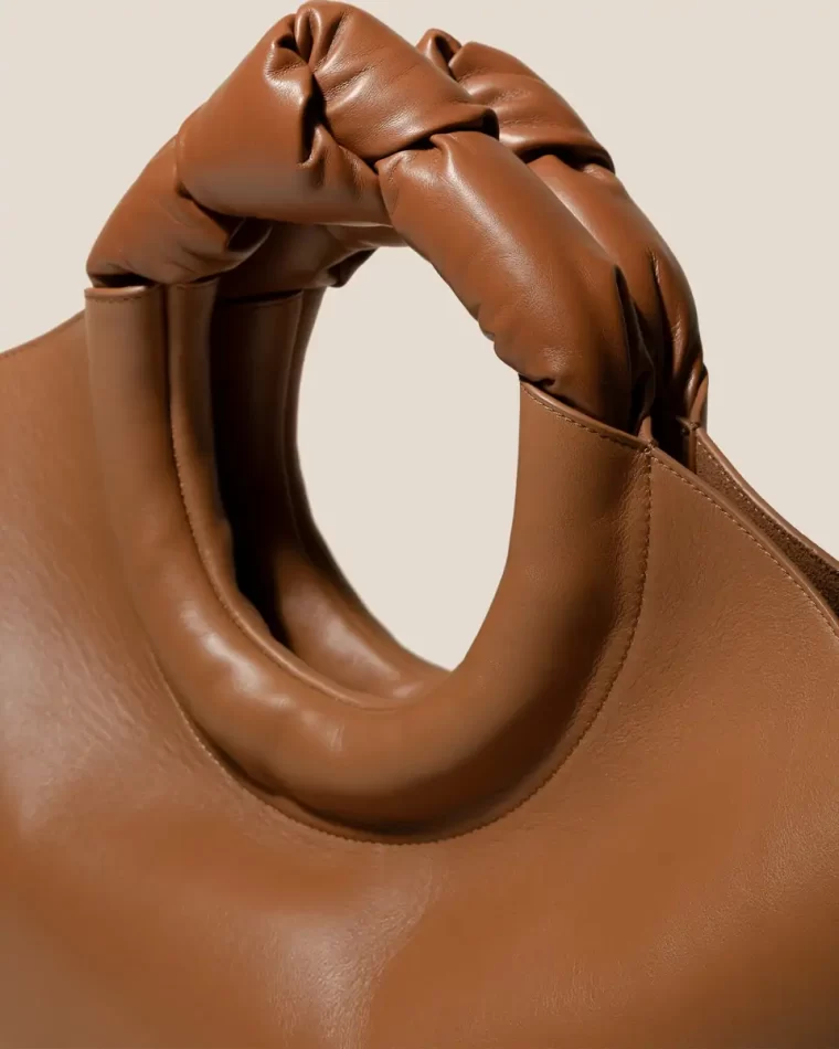 Tan Women Tote Bags Castell - Knotted-Handle Leather Tote Bag Hereu - Image 2