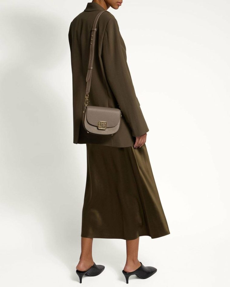 Taupe Suede Shoulder Bags Women Strathberry Bay Mini
