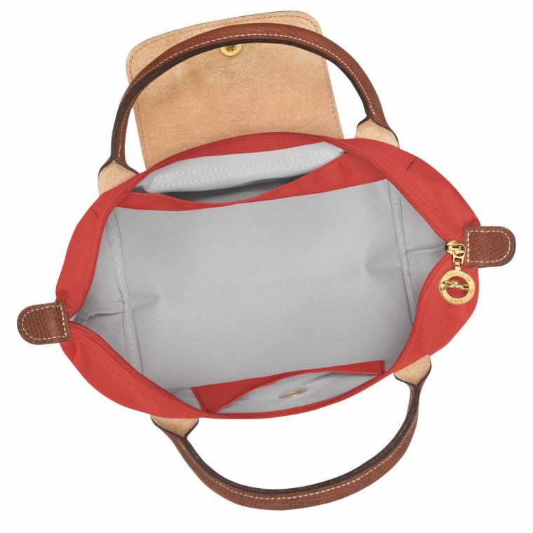 Tomato Le Pliage Original S Handbag Tomato - Recycled Canvas Women Longchamp Handbags - Image 4
